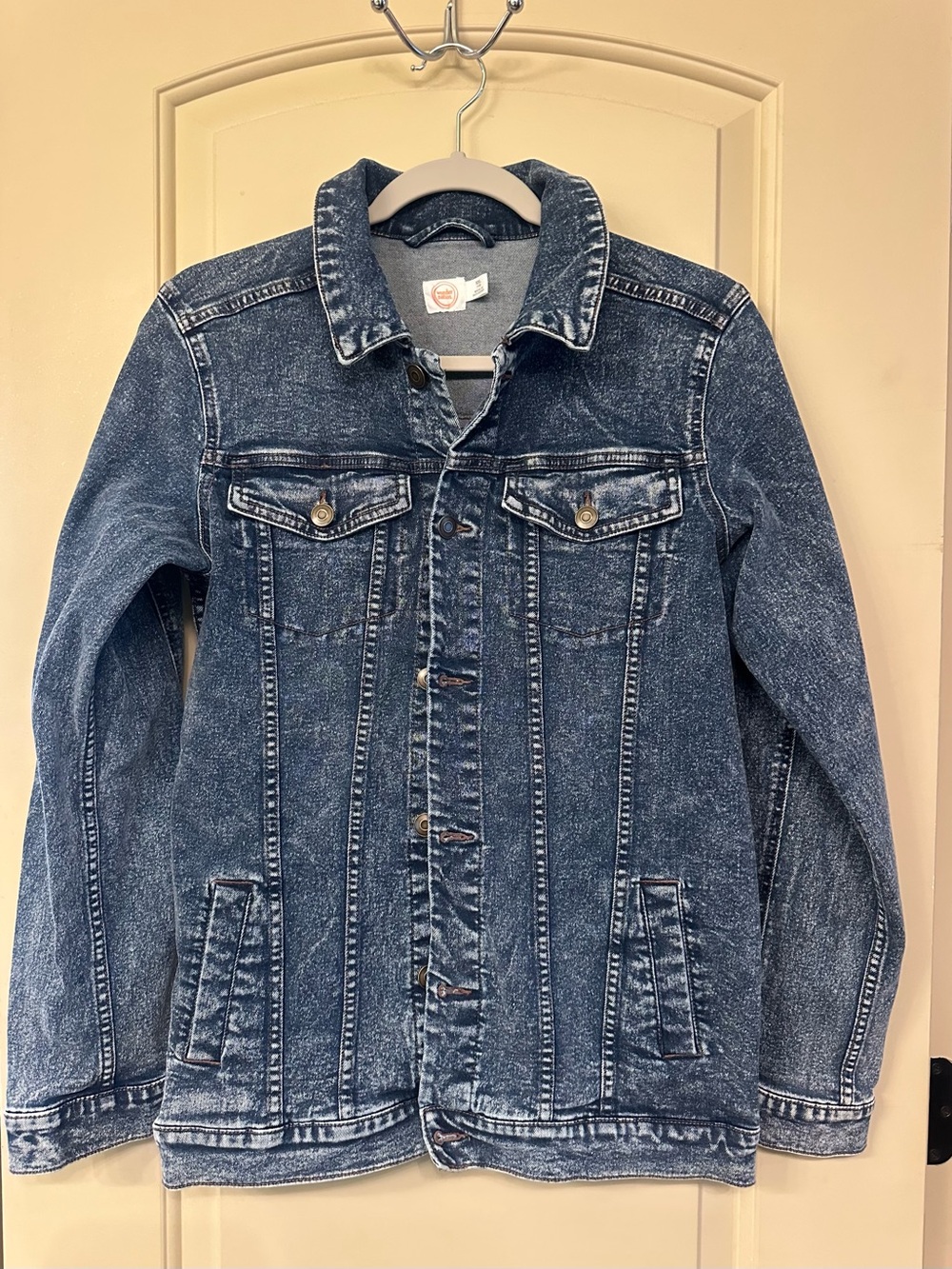 Girl’s Wonder Nation Denim Jacket; Blue Washed Denim; Size XXL (18)